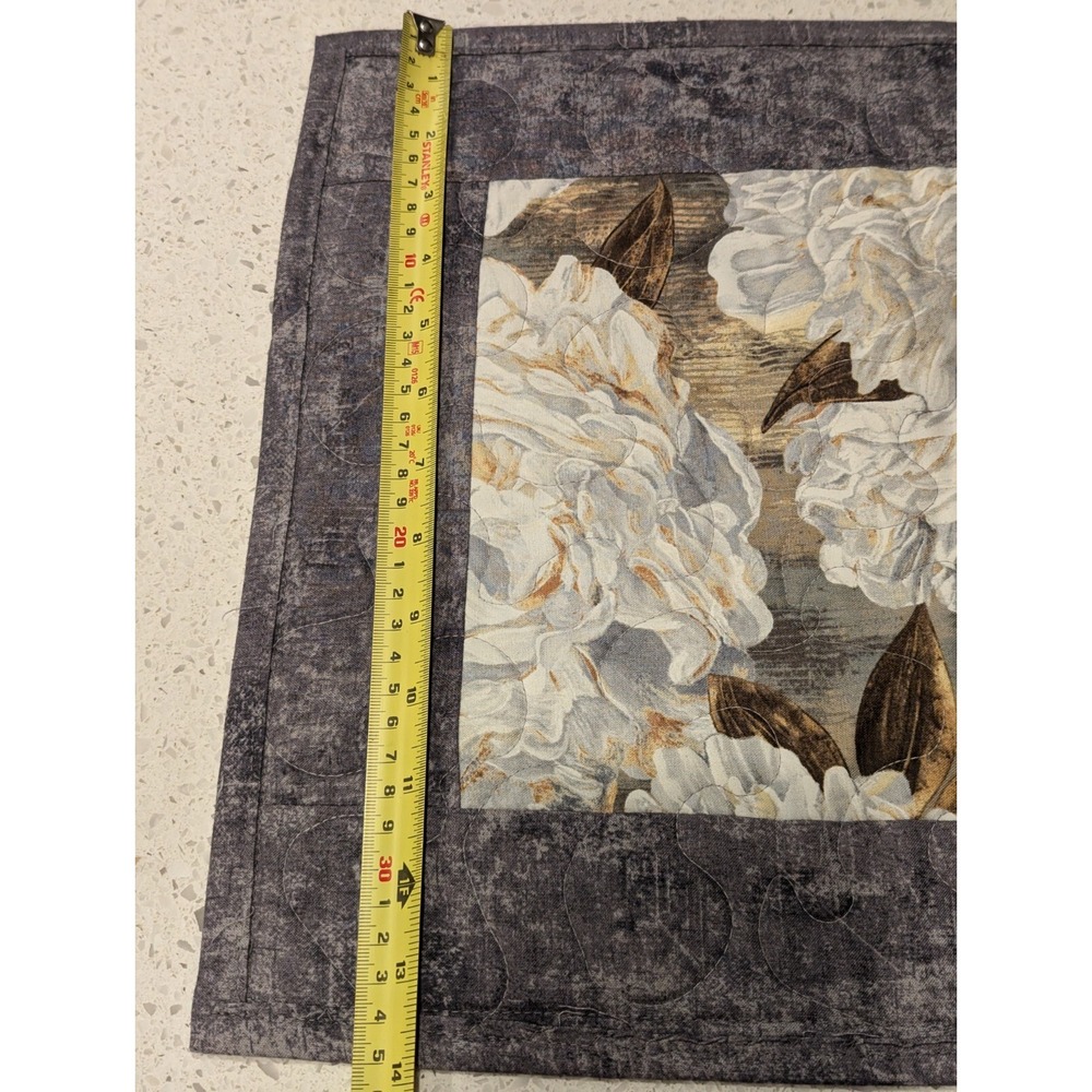 Quilted Placemats (6) and Table Runner (1) Set Of 7 - Reversible Floral Peonies - Picture 14 of 14